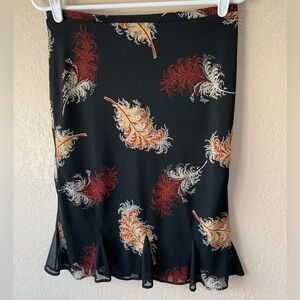 Express Black Feather Print Fairy Grunge Whimsigoth Knit Skirt Size XS